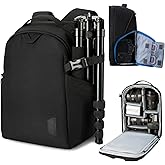 BAGSMART Small Camera Bag Backpack, DSLR SLR Camera Case Fits 13.3 Inch Laptop, Waterproof Photography Backpacks with Rain Cover Tripod Holder for Women Men, Black