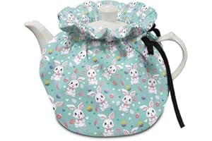 Wanzuoeng Easter Bunny Eggs Tea Cozy for Teapot Insulated, Portable Kitchen Tea Pot Dust Cover, Drawstring Design Tea Cosy for Teapot for Home Kitchen Table