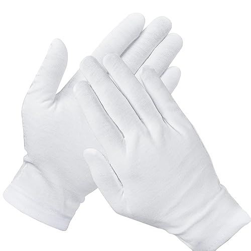 Cotton Gloves, 48 Pcs White Cotton Gloves for Dry Hands，SPA