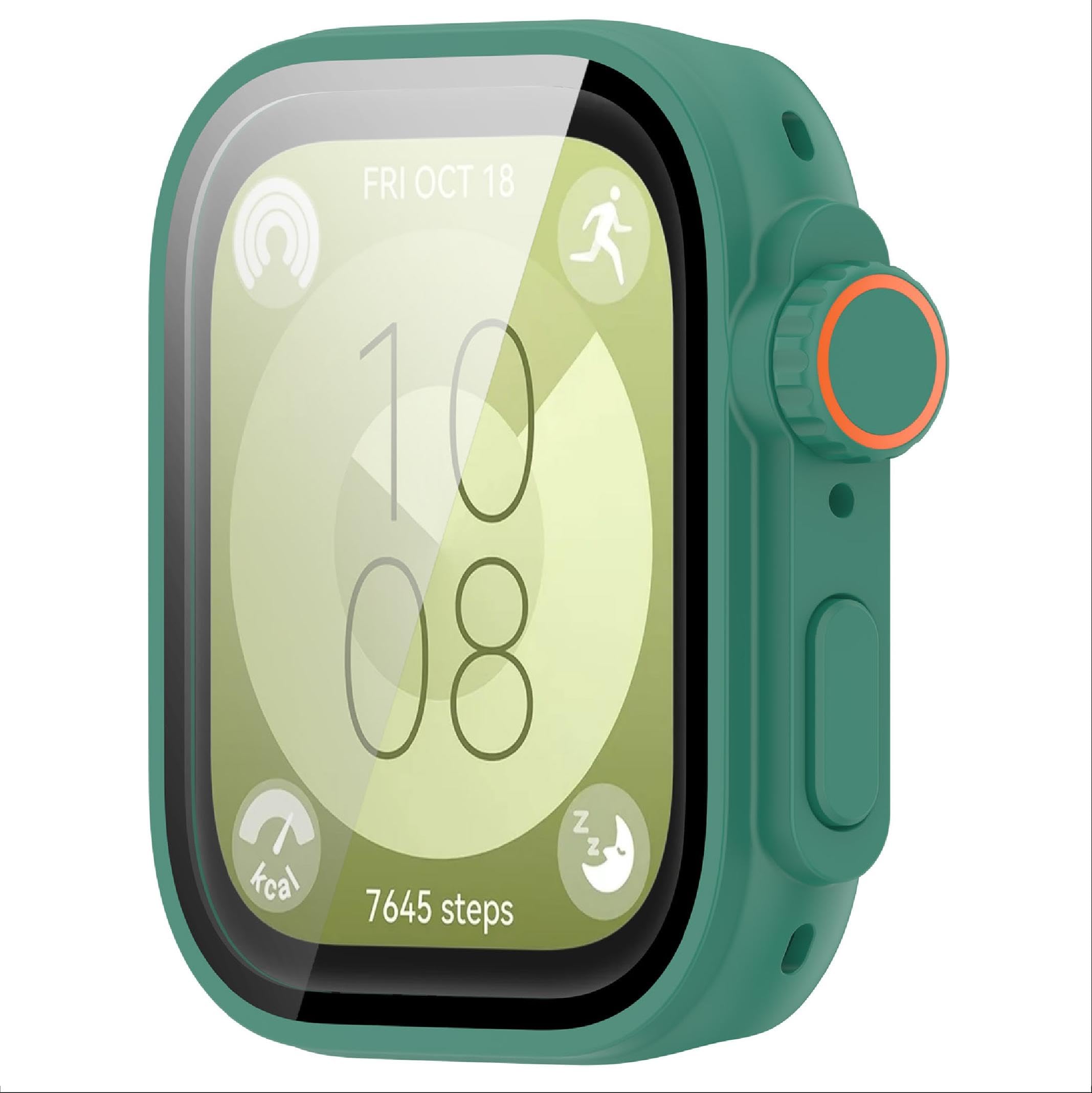 GIOPUEY Case Compatible with Huawei Watch Fit 3, Glass Protective Film + Hard Plastic Bezel, Huawei Watch Fit 3 Cover - green