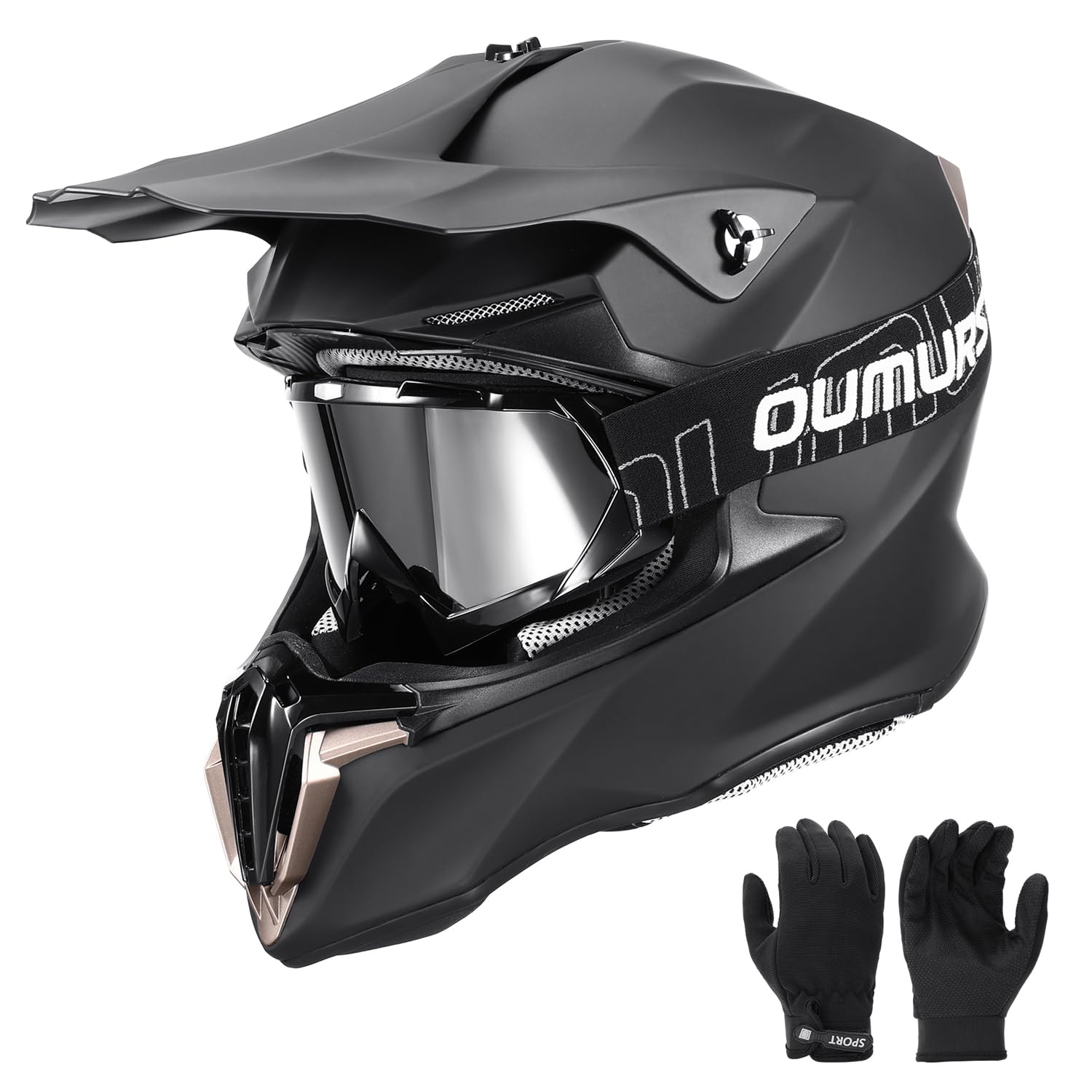 Photo 1 of Oumurs DOT Youth Dirt Bike Helmet with Goggles & Gloves for 8-18 Years Old, Kid ATV Helmets for Youth Boys Girls, Four Wheeler Helmet Motocross BMX MX ATV UTV Offroad Street Go Kart Riding Dirt Bike