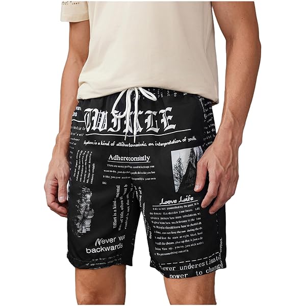 SOLY HUX Men's Graphic Sweat Shorts Floral Letter Print