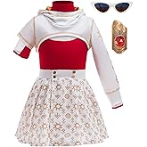 Lxapgds Zombies 4 Nova Costume Cheerleader Halloween Cosplay Dress Includes Hooded Jacket with Printed Skirt and T-shirt Set