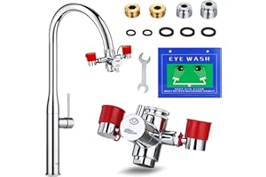 HK Newly Upgraded Eye Wash Station, Faucet Mounted Emergency Eyewash Stations for Sink Attachment, Eye Flush Unit for for Fir
