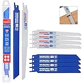 WORKPRO 10-Piece Reciprocating Saw Blade Set, BIM Saw Blades for Metal/Nailed Wood Cutting, Organizer Case Included