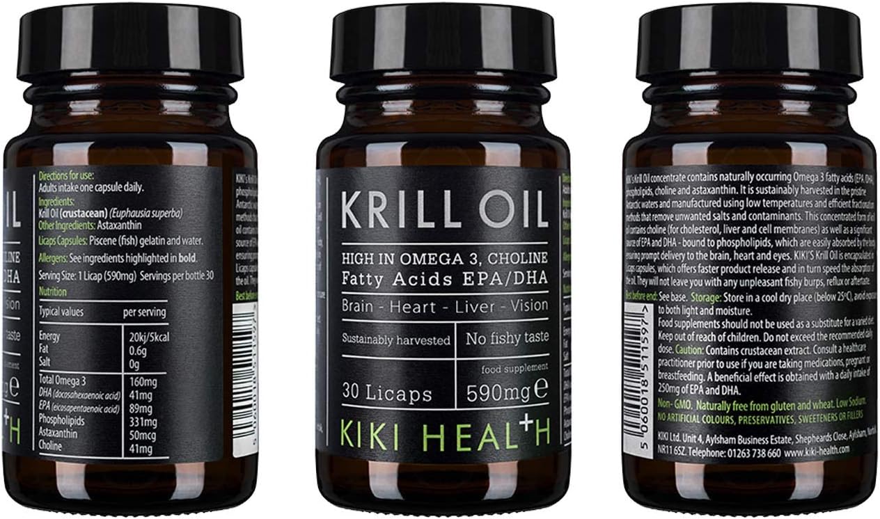 KIKI Health Krill Oil Capsules High Strength 590mg, Naturally Rich in Long-Chain Fatty Acids EPA & DHA, Support Heart, Brain - Image 3