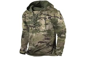 xoxingysm Mens Casual Sweatshirts Hooded Long Sleeve Retro Printed Plaid Distressed Hoodies Lace Up Spring Street Outdoor Top