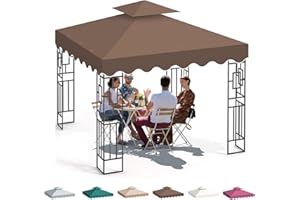 BSTECIAR 10x10 Canopy Replacement Top, Double Tiered Gazebo Covers Heavy Duty, Waterproof Canopy Cover Replacement with Upgraded 300D Polyester for Outdoor Yard Patio Garden
