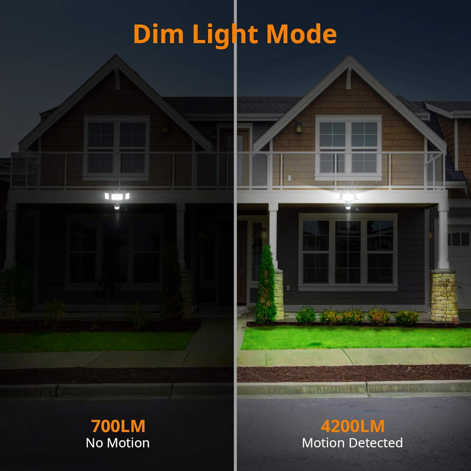 LEPOWER 42W LED Security Lights Motion Sensor Outdoor Light, 4200LM Dusk to Dawn Flood Light, Innovative Head Design, 3 Modes, 5000K, IP65 Waterproof, 3 Head Motion Detected for Garage, Yard - - 