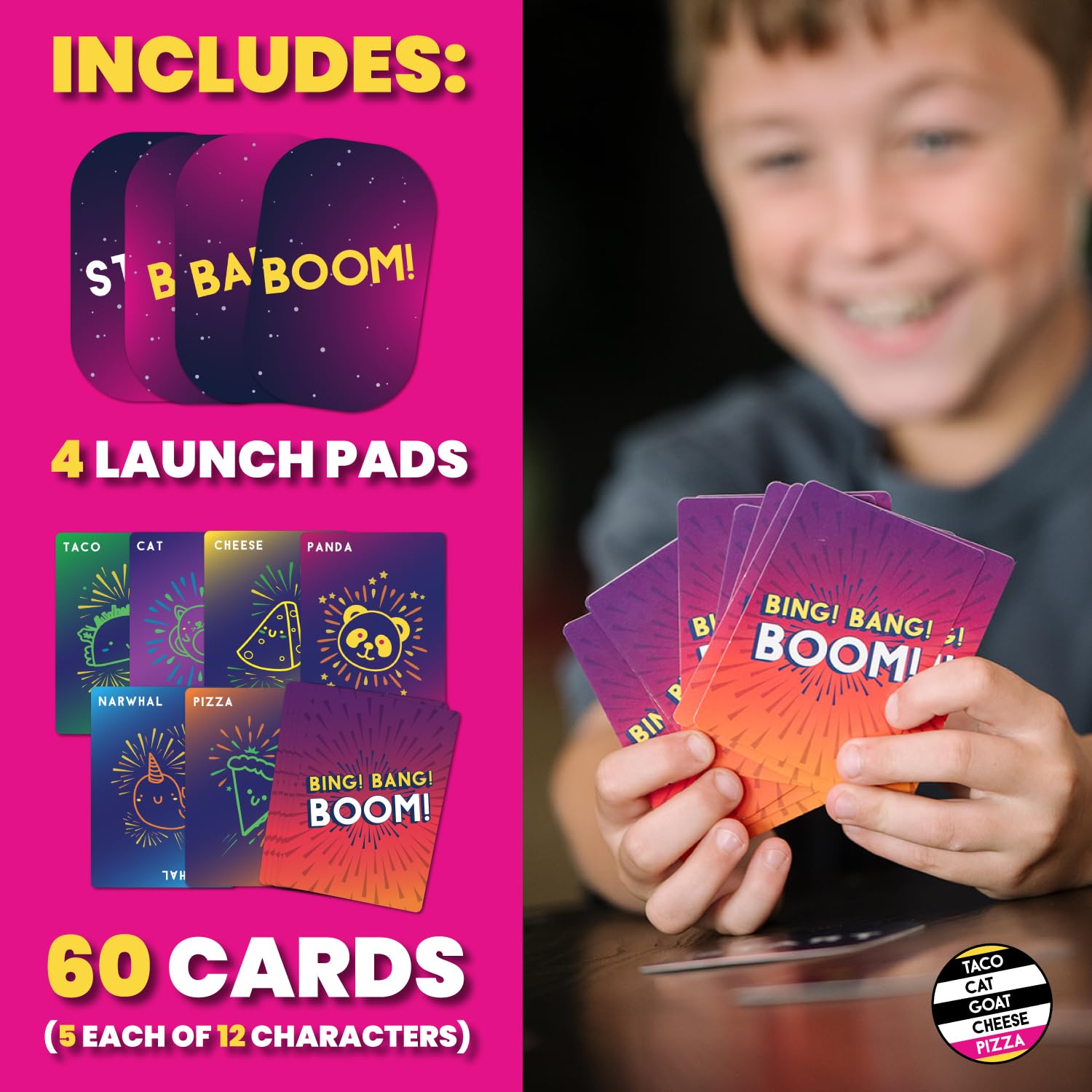 Bing Bang Boom Hilariously Fun Card Game for Family Game Night by Taco Cat Goat Cheese Pizza | Easy to Learn and Play with Fast 10 Minute Rounds | Fun for Kids, Teens, and Adults | 2 - 6 Players