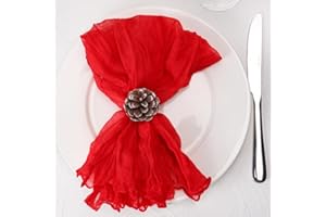 Dololoo Cheesecloth Napkins Set of 6, 20 x 20 Inch Gauze Dinner Cloth Napkins, Handmade Square Rustic Table Napkins for Parties Weddings Event Family Dinner Boho Boho Decoration, Red