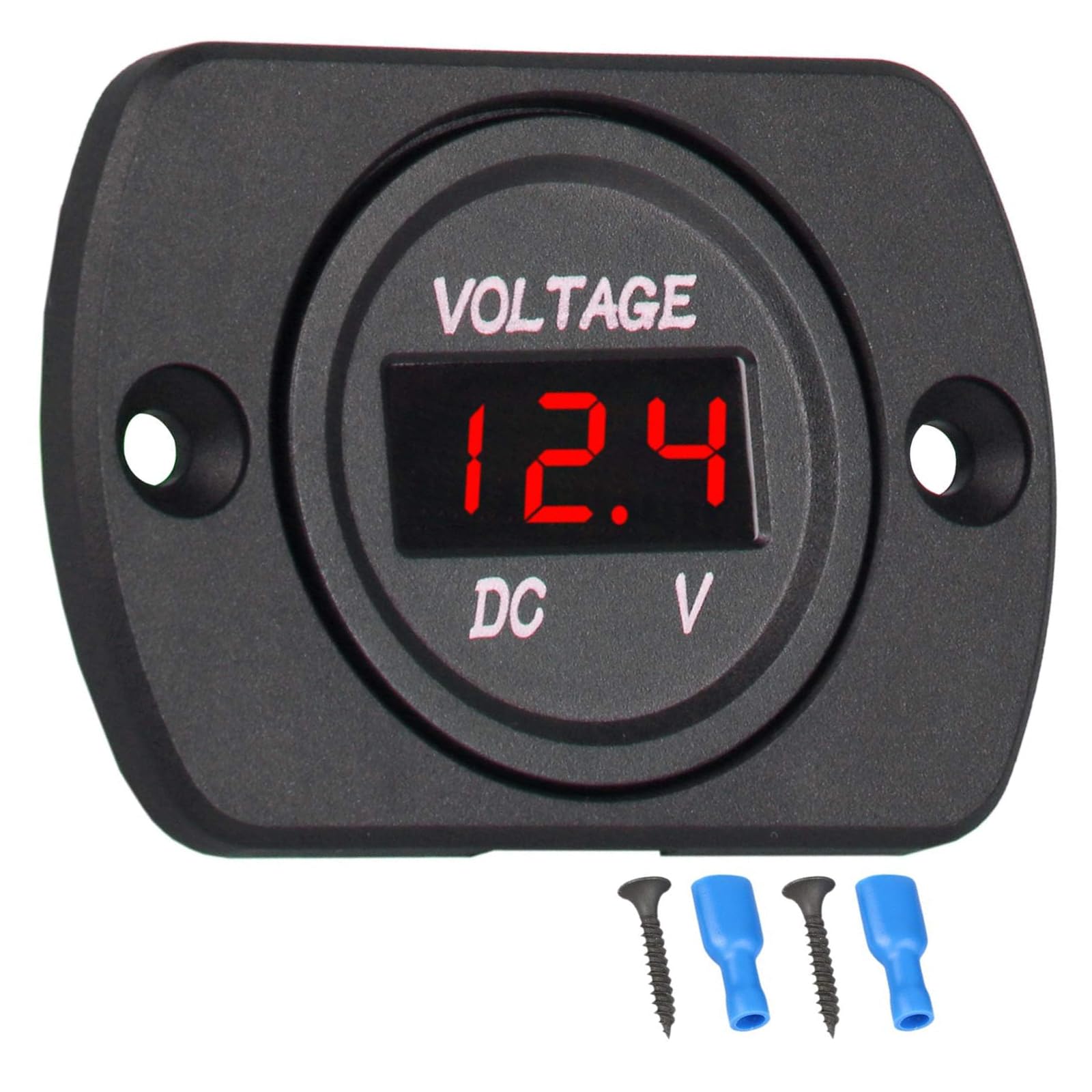 Unifizz DC 12V 24V Car Voltmeter with LED Digital Display, Waterproof Voltage Gauge Meter for Boat Marine Vehicle Motorcycle Truck