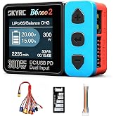 SKYRC B6 neo2 Lipo Battery Charger, Smart Balance Charger Discharge, DC 300W, PD 80W for 1S-6S Lipo Li-Ion LiHV, 1-15S NiMH NiCd, PB with 10 in 1 XT60 Adapter Connector