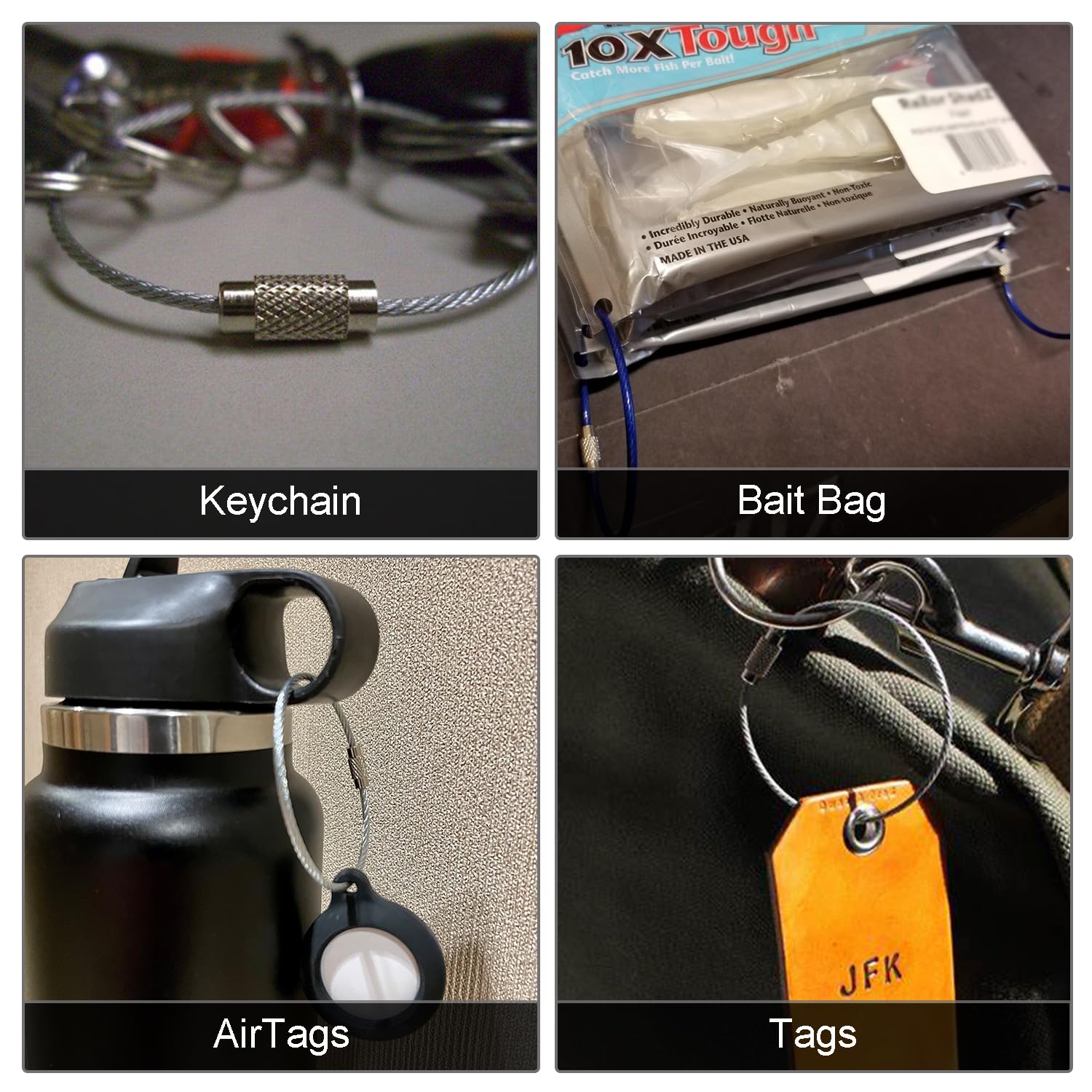 25 Pack Wire Key Ring Large Cable Key Chain Rings 6