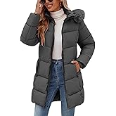 HEEKPEK Womens Winter Coats Water Repellent Thicken Warm Fleece Lined Puffer Jacket Long with Detachable Faux Fur Hood Parka
