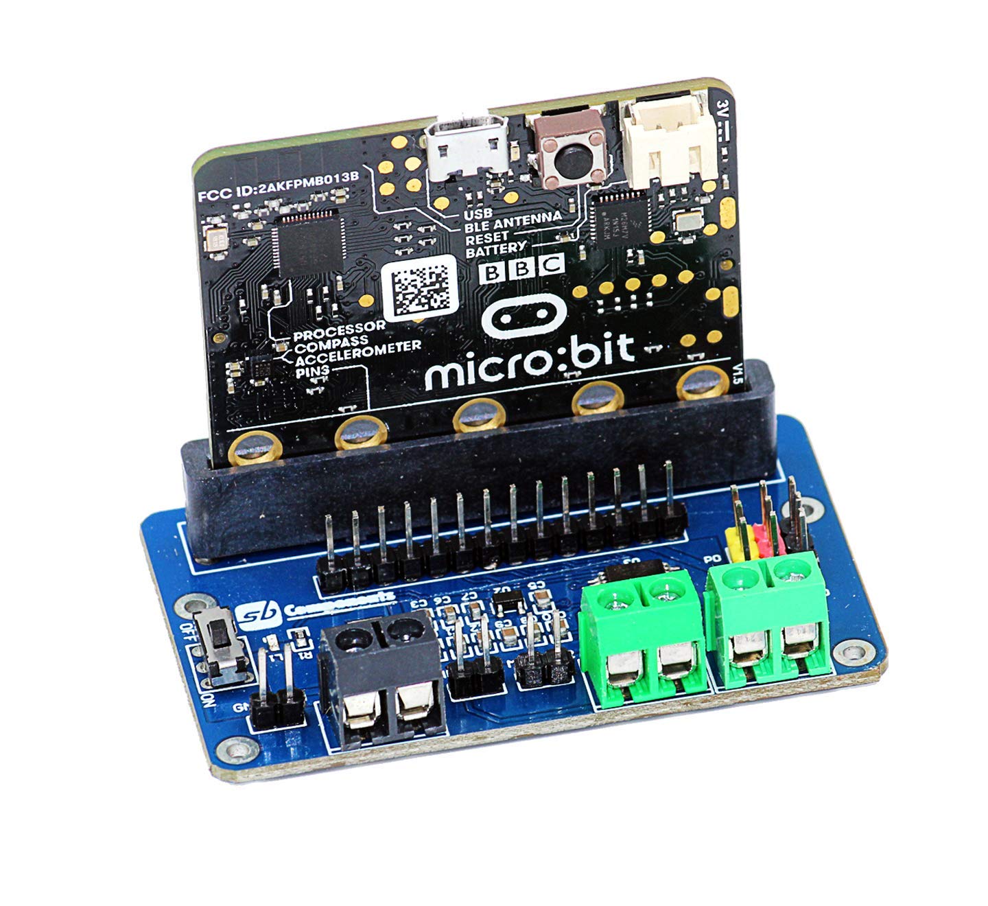 sb components Motor Driver Board for the BBC micro:bit, 2 Channel DC Motors and 3 Channel Servos Motors Motor Driver for Micro:bit, BBC microbit Motor Driver Board