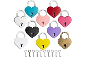 GTILE 10Pcs Mini Heart Shaped Padlock with Key, Small Metal Padlock Lock, for Diary Book, Storage Box, Baggage, Jewelry Box (