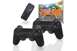 Hikonia Retro Game Console, Plug and Play Video Games 4K HDMI Output for TV, Classic Game Stick Built in 10000+ Games with 9 Emulators and 2 Controllers for Kids & Adults