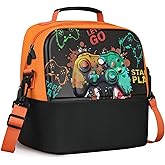 Elipark Kids Lunch Bag, Durable Insulated Lunch Bag for Girls, Boys, Washable Lunch Box Bag With Adjustable Shoulder Strap, Reusable Bento Bag for School Picnic & Travel (Game Pad)