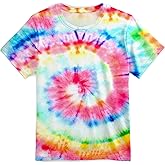 Tie Dye Graphic T-Shirt for Boys Girls – Crewneck Short Sleeve Lightweight Tee, Vibrant Summer Top for Ages 6-16