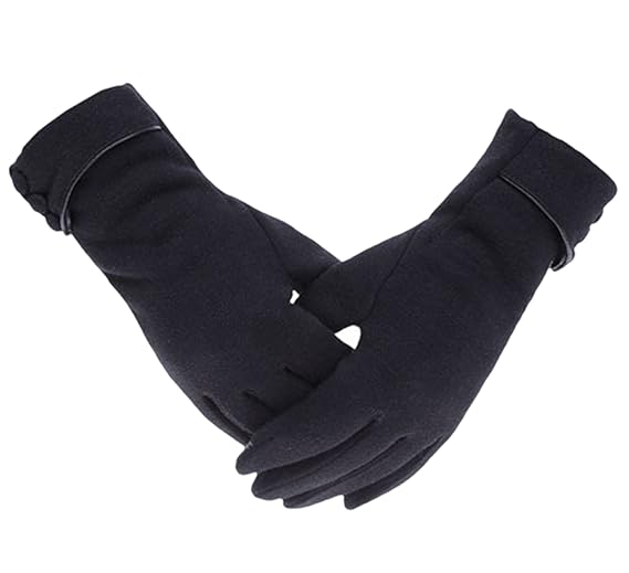 Knolee Women's Screen Gloves Warm Lined Thick Touch Warmer Winter Gloves, Black, One Size