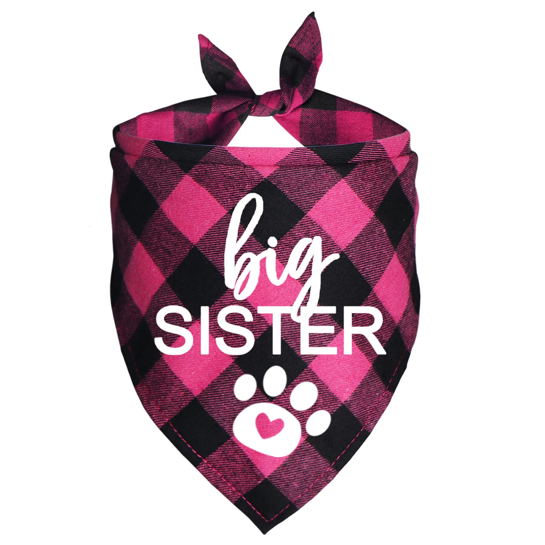 JOTFA Big Sister Dog Bandana, Plaid Pregnancy Announcement Dog Bandanas for Dogs (Pink, Big Sister)