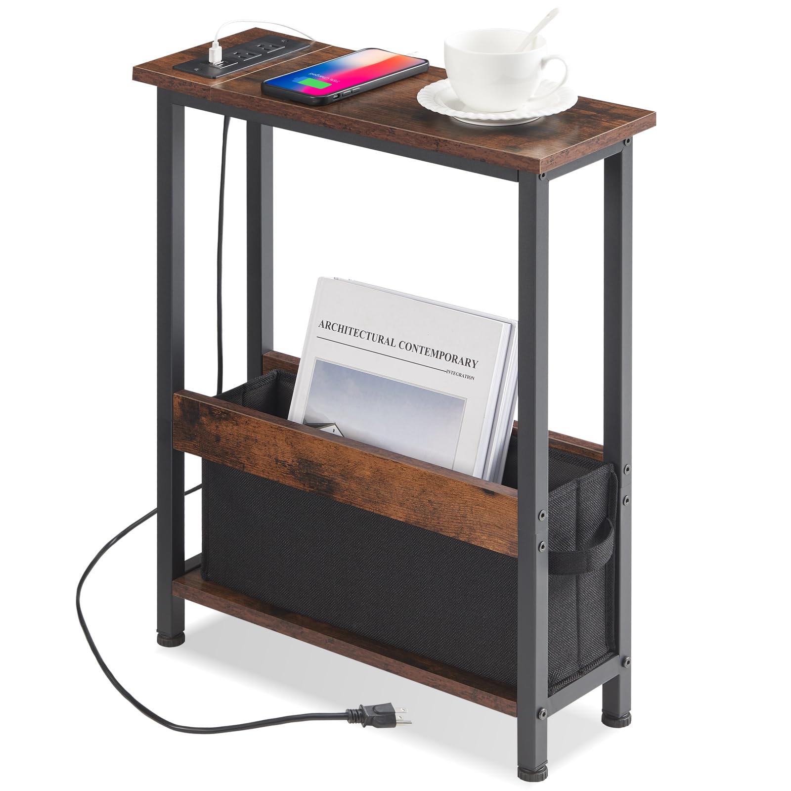 Photo 1 of Slim Charging End Table with Storage - For Small Spaces and Bedroom