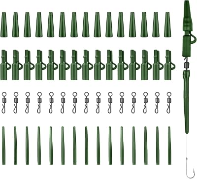 Realure 60 Pcs Lead Clips Carp Fishing Accessories Action Pack Green