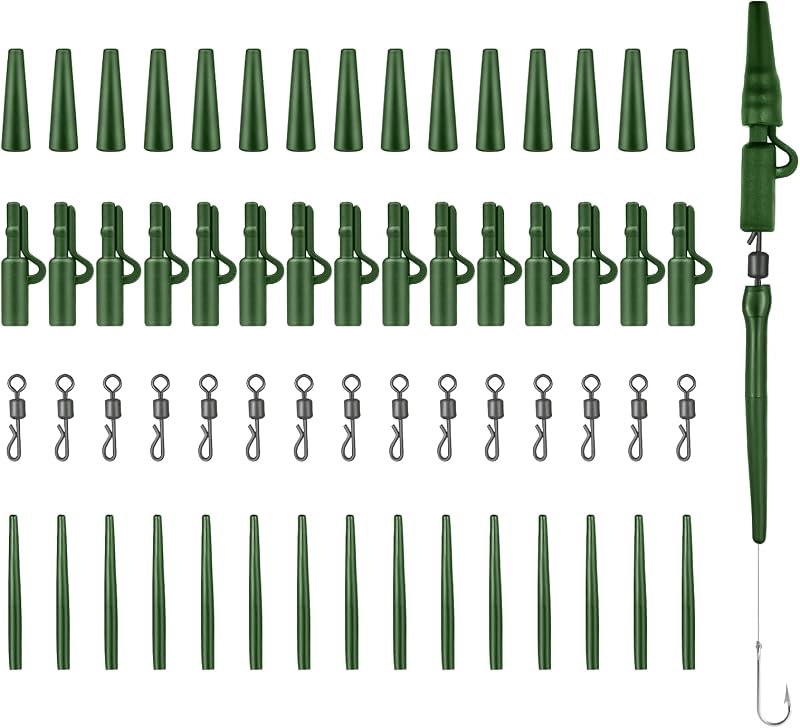 Realure 60 Pcs Lead Clips Carp Fishing Accessories Action Pack Green
