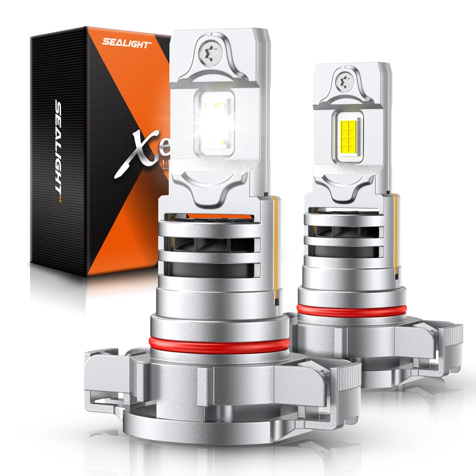 SEALIGHT 5202 LED Fog Light Bulbs, 5201 Fog Lamp 6500K White Light, 18000LM 1:1 Design PS19W PS24W Fog light Bulb with Cooling Fan, Pack of 2 Image