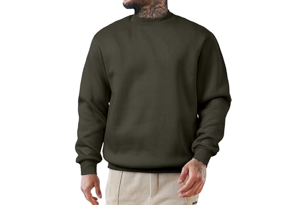 JMIERR Men's Casual Sweatshirt Long Sleeve Crewneck Pullover Shirts Basic Outdoor Loose fit Sweaters