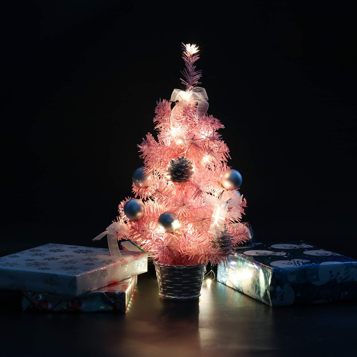 Amazon Com B Bangcool Pink Christmas Tree Mini Christmas Tree Artificial Christmas Tree For Table And Desk Tops Home Kitchen