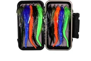 wifreo 10pcs/Box Fly Fishing Flies Dragontail Fly Combo Set, Assorted Color Muskie Bass Fishing Lure Pike Fly Marabou Trolling Bait Streamer