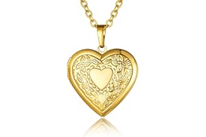 GoldChic Jewelry Women's Heart Locket Necklaces that Hold Pictures, Personalized Photo Necklace with Image Inside, Custom Lov