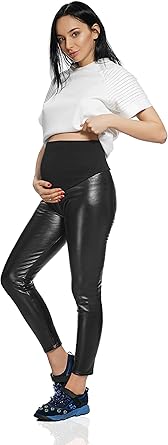 maternity faux leather trousers
