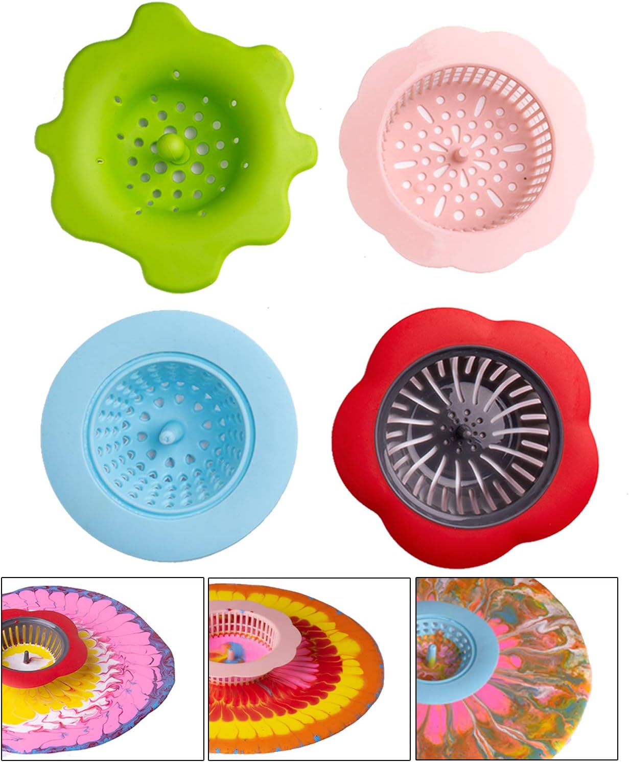 Xieda 4 Pieces Acrylic Paint Pouring Strainers Plastic Silicone Paint Pouring Strainers for Acrylic Paint Pouring Supplies