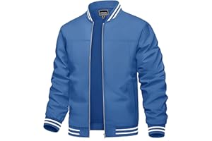 TACVASEN Men's Bomber Jacket Lightweight Casual Spring Fall Windbreaker Zip Up Coat with Pocket