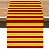 Vohado Wizard Table Runner Red Golden Stripes Magical Party Decoration Halloween Witch Birthday Dining Room Home Kitchen Island Decor (13" x 72")