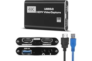 HeavenBird 4K HDMI Video Capture Card, Gaming Capture Card with Microphone, Full HD 1080P 60FPS USB Capture Card, USB 3.0 HDM