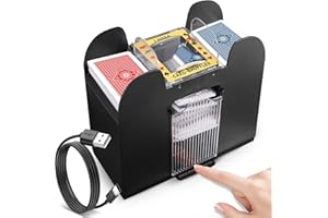 Lineba Card Shuffler for 2/4/6 Decks Cards, USB Power/Battery Operated Electric Automatic Shuffler Machine, Heavy Duty Playing Card Shufflers for Uno, Skip-Bo, Phase 10, Home Party Card Games