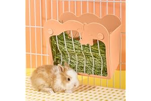 SEPTILLAR Rabbit Hay Feeder, Hanging Feeding Hay Rack for Small Animals Rabbit, Dwarf Rabbit, Guinea Pig (Pink)