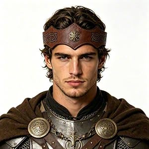 WLZGHZY Viking Faux Leather Headband Unisex Renaissance Vintage Headpiece
