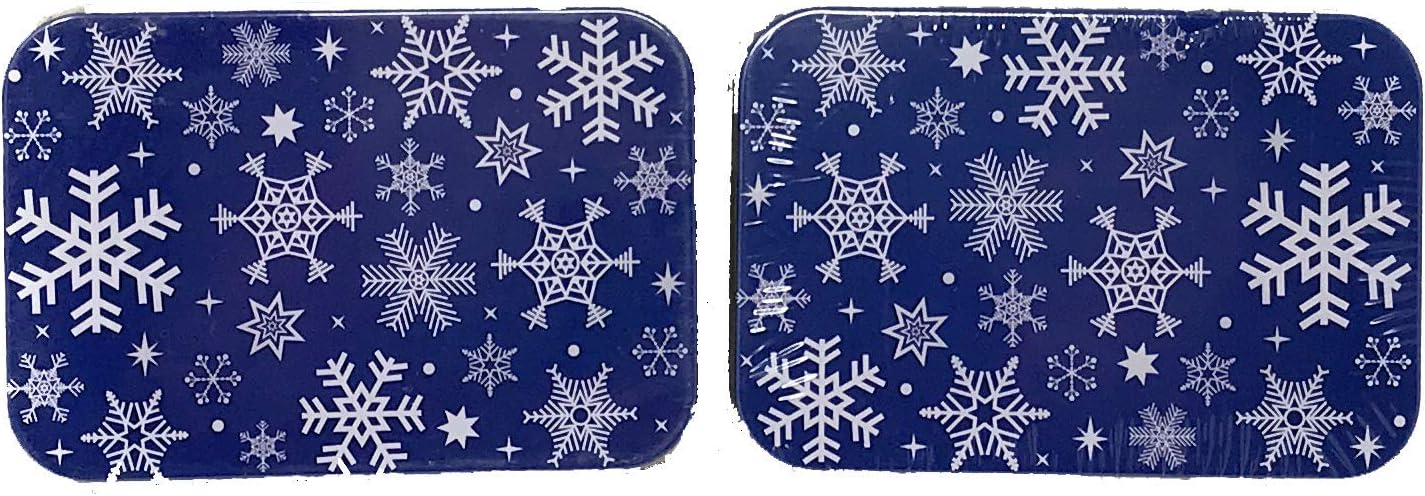 Lindy Bowman Christmas Holiday Gift Card Tin Box (Blue Snowflakes) 2 Pack