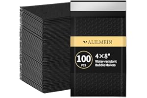 Alilmein 4×8" Inch Bubble Mailers 100 Pack Small Bubble Mailers Waterproof Padded Envelopes Self Seal Adhesive Shipping Bags for Mailing Cards Jewelry Makeup and Small Business Packaging