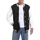 Men's Bomber Jacket Varsity Baseball Jackets Windbreaker Lightweight Slim Fit Button Down Letterman Jacket