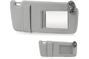 HKPARTS for 2007-2011 Toyota Camry Without Sunroof Right Passenger Side Sun Visor SunVisor 74310-06750-E0 (Gray)