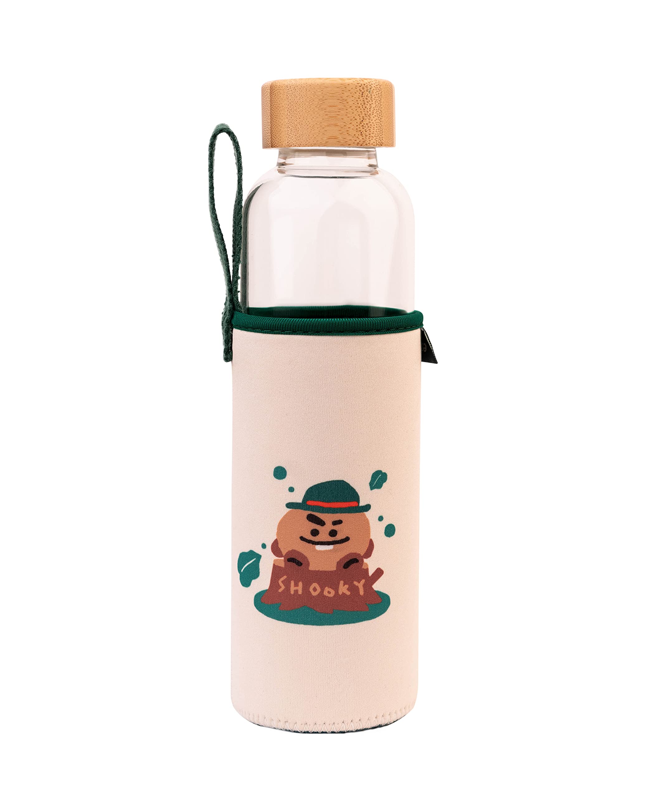 Grupo Erik Glass Water Bottle - Shooky BT21 Merch | 17oz - 500ml Water Bottle Hot and Cold, Gym, Travel Bottles | Kawaii Gifts Under 15 Pounds, Kawaii Stuff