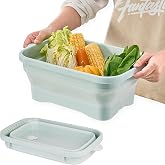 Daimix Collapsible Dish Pans, 2Gal (7.5L) Capacity, Plastic Dish Tub Dishpan for Kitchen Sink with Drainage Hole, Foldable Small Wash Basin for Kitchen, Camping, Travel (Green)