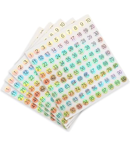RIVEENY 20 Sheets Waterproof Reflective Number Stickers 1-20 - Self Adhesive Labels For Organization