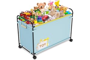 JBBTOOL Extra Large Toy Box, 180L Toy Storage Organizer with Wheels, Metal & Oxford Cloth Toy Chest With Handle, Toy Box for Living Room Area, Nursery, Bedroom, Playroom, Toy Boxes for Boys, Girls, Kids